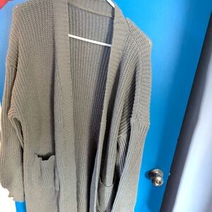Women's Gray Open-Front Sweater